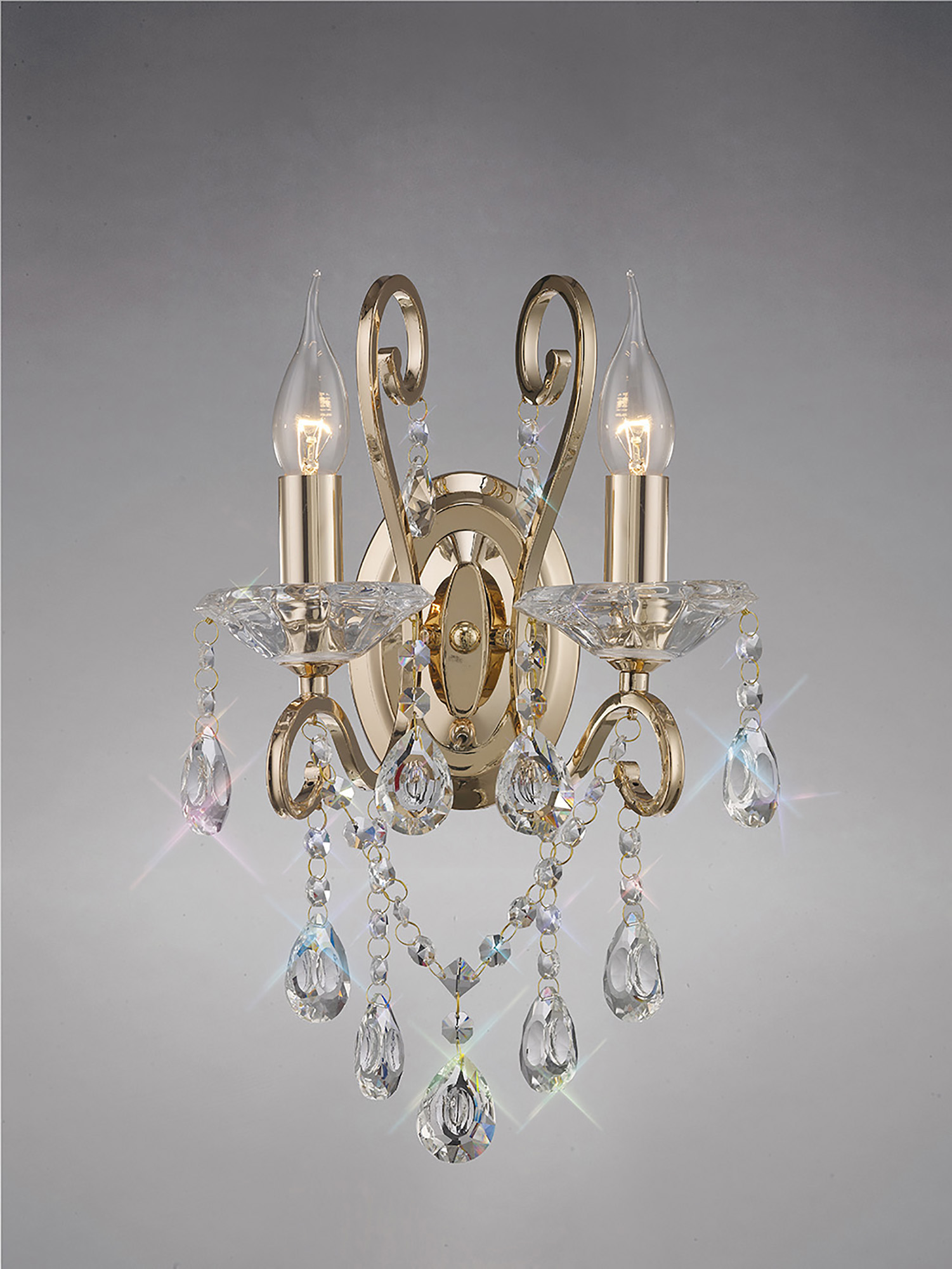 IL32062  Vela Crystal Switched Wall Lamp 2 Light French Gold